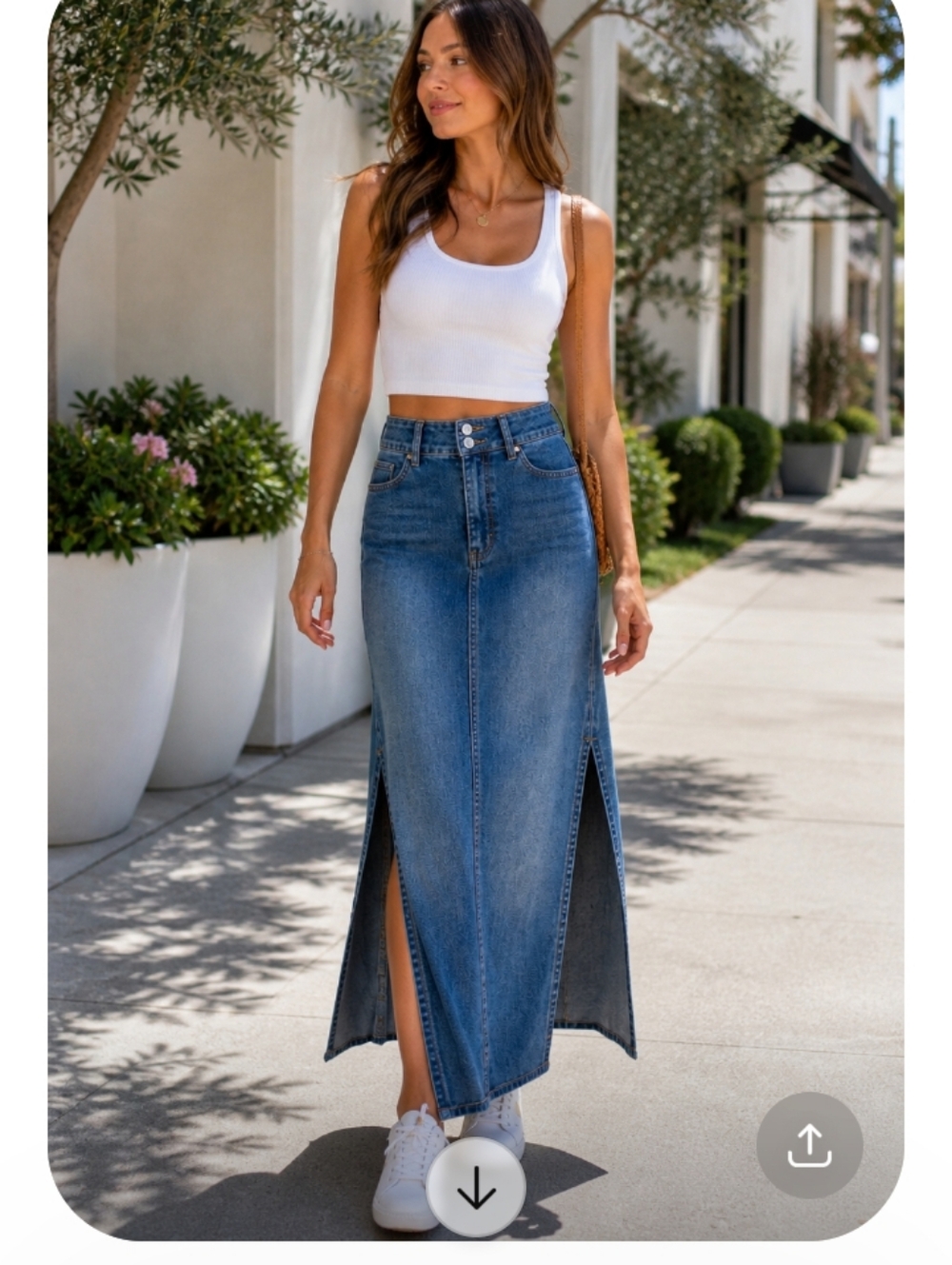 Canyon River Blues Denim Maxi Skirt Size S Blue Side Slit Casual Jean Skirt - Picture 12 of 12